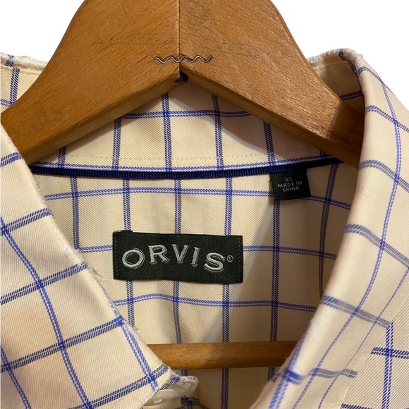 Orvis Mens Long Sleeve Button Up Striped‎ Size XL Yellow and Blue - Picture 2 of 3